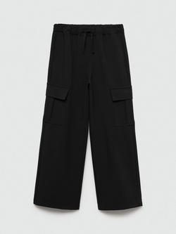 Mango Kids' Barbara Drawstring Palazzo Trousers, Black, Black
