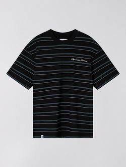 Edwin Bolton Tokyo Creative Hardware Striped Cotton T-Shirt, Black/Blue, Black / Blue