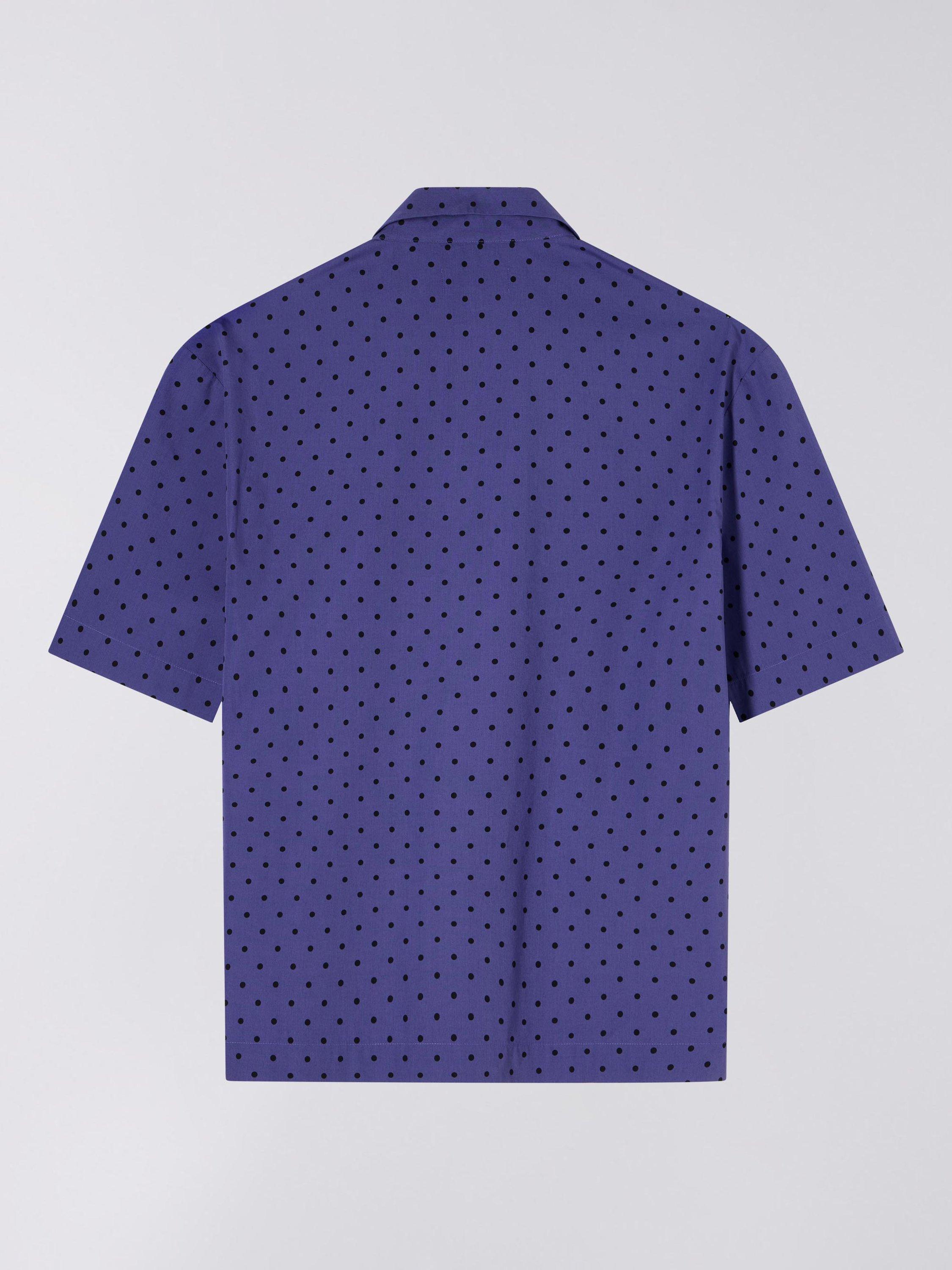 Product image 2 of 3, which shows Edwin Saga Cotton Polka Dot Short Sleeve Shirt, Skipper Blue, M