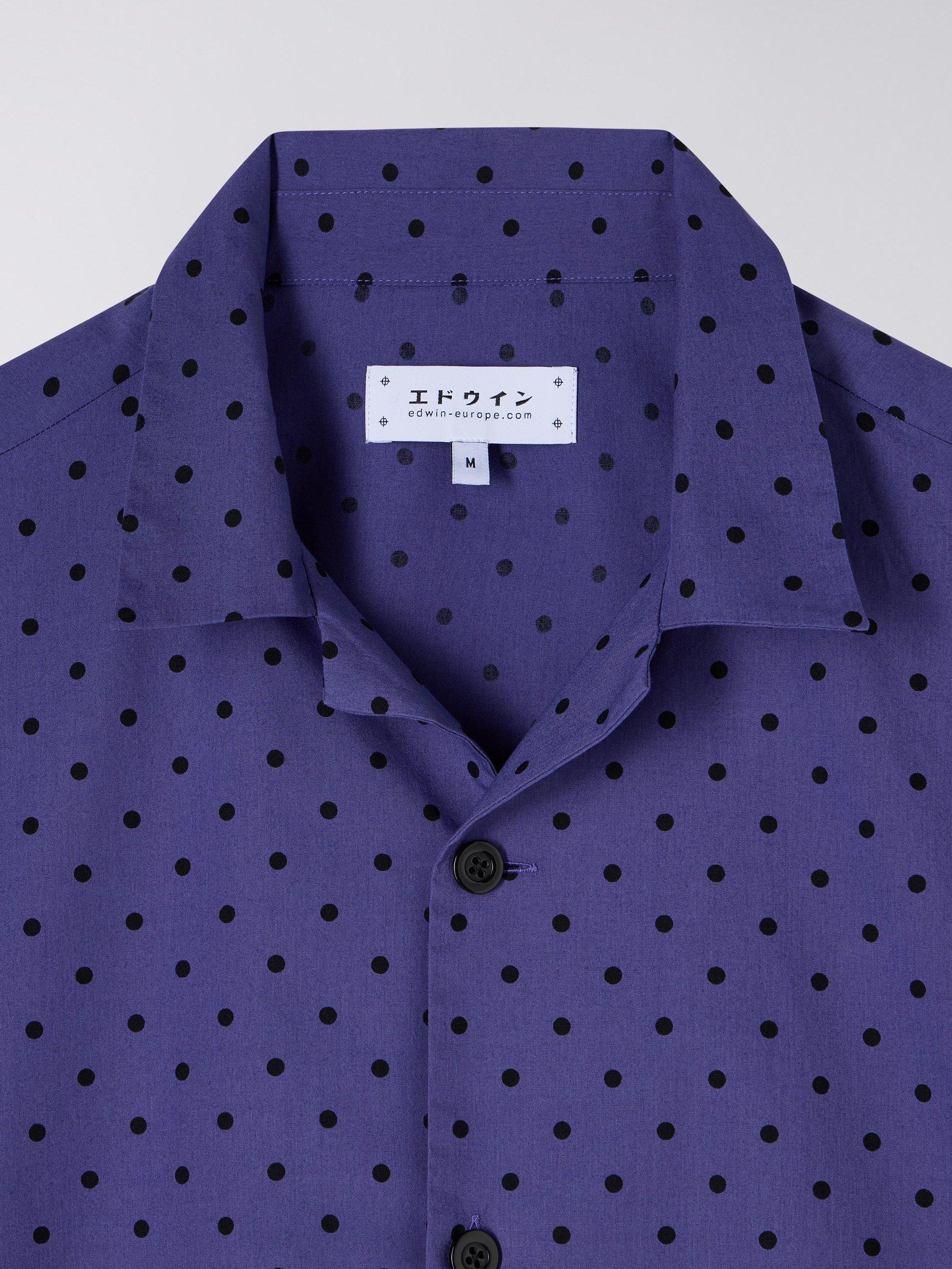 Product image 3 of 3, which shows Edwin Saga Cotton Polka Dot Short Sleeve Shirt, Skipper Blue, M