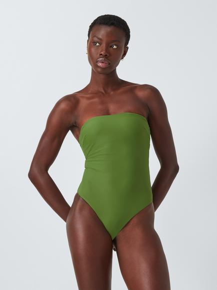 John Lewis Marlin Openback Swimsuit, Green