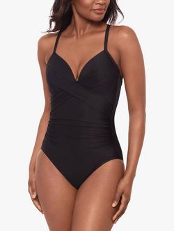 Miraclesuit Crossover with Mesh Swimsuit, Black, Black