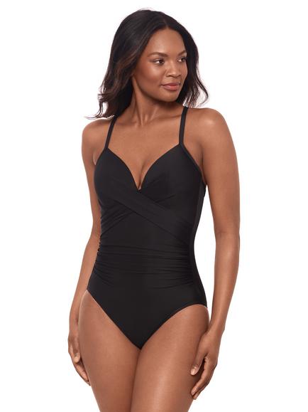 Miraclesuit Rock Solid Captivate Swimsuit, Black, Black