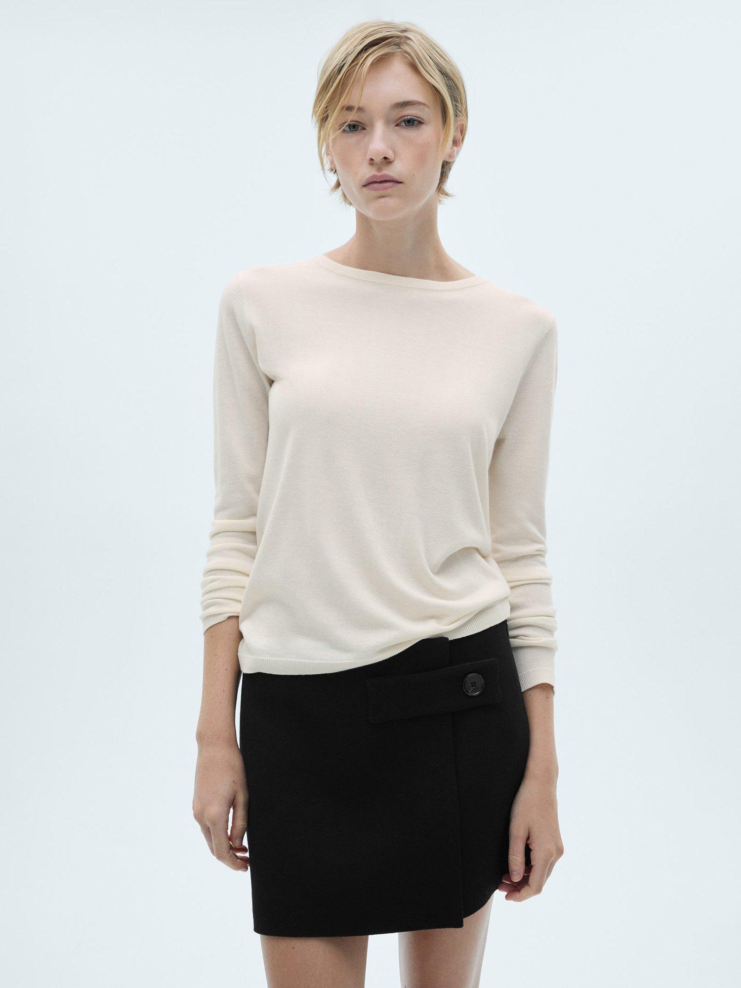 Product image 1 of 6, which shows Mango Lucca Fine Knit Jumper, Light Beige, XL