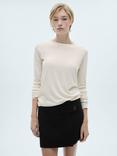 Mango Lucca Fine Knit Jumper, Light Beige