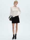 Mango Lucca Fine Knit Jumper, Light Beige