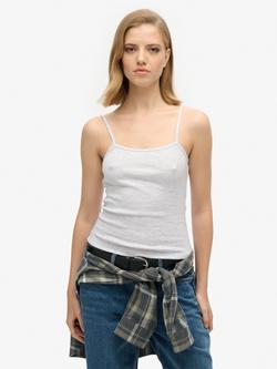 Superdry Fine Rib Cami Vest Top, Ice Marl