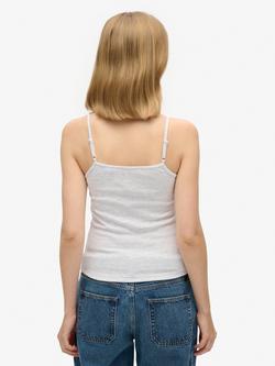 Superdry Fine Rib Cami Vest Top - view 2, Ice Marl