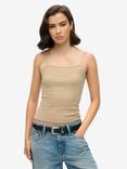 Superdry Fine Rib Cami Vest Top, Crockery Brown Marl