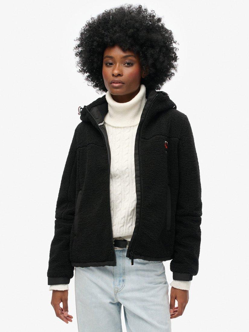 Superdry Hooded Borg Trekker Jacket, Black