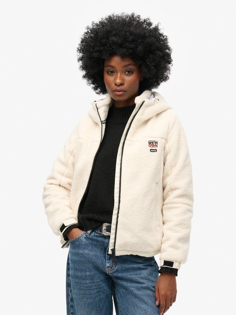 Superdry Hooded Borg Trekker Jacket White