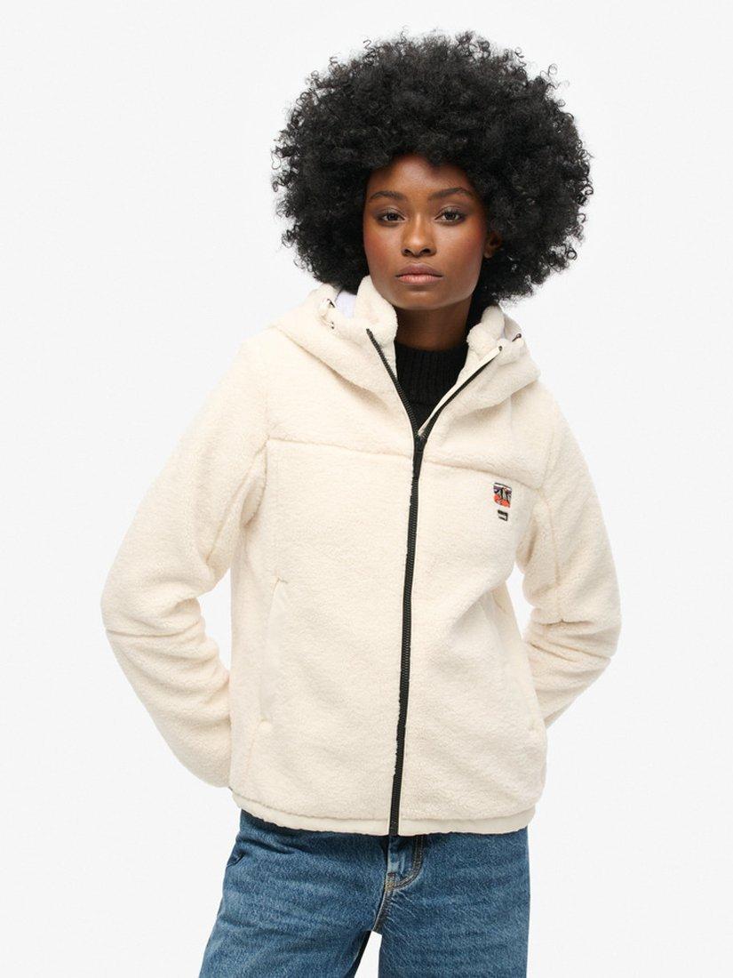 Superdry Hooded Borg Trekker Jacket White