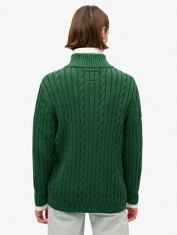 Superdry Knitted Rugby Henley Jumper, Forest Green - view 2, Forest Green