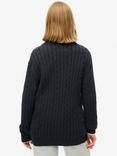 Superdry Knitted Rugby Henley Jumper, Cable Navy