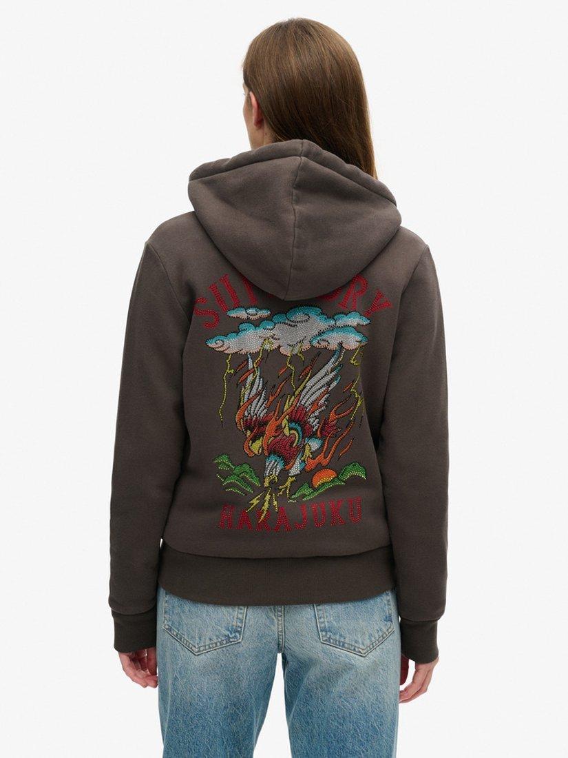 Superdry Tattoo Rhinestone Zip Hoodie