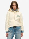 Superdry Tattoo Rhinestone Zip Hoodie, Rice White