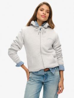 Superdry Borg Lined Zip Hoodie, Glacier Grey Marl
