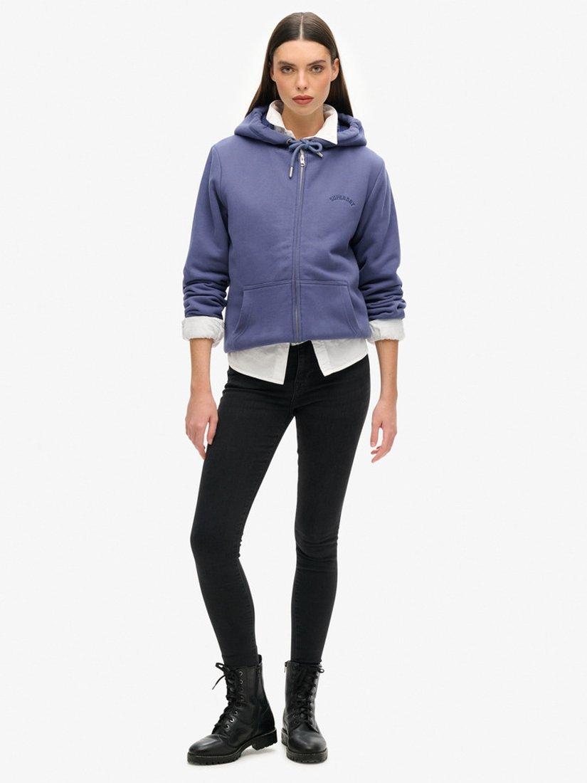 Product image 3 of 4, which shows Superdry Borg Lined Zip Hoodie, Mariner Navy, 8