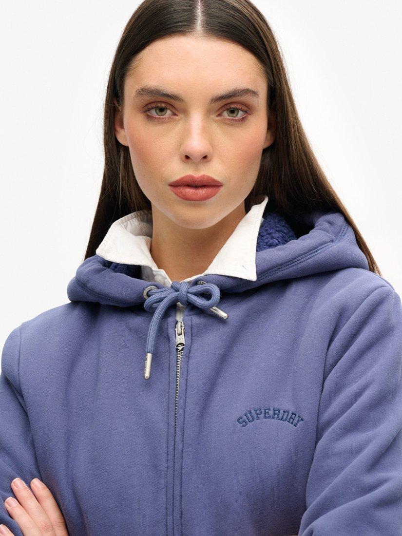 Product image 4 of 4, which shows Superdry Borg Lined Zip Hoodie, Mariner Navy, 8