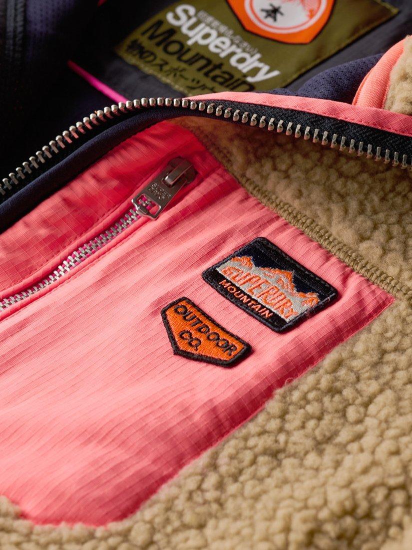 Product image 5 of 5, which shows Superdry Vintage Retro Half Zip Fleece Jumper, Classic Tan Brown, 8