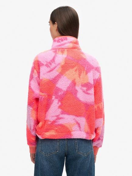Superdry Super Soft Printed Henley Jumper, Brush Camo Coral - view 2, Brush Camo Coral