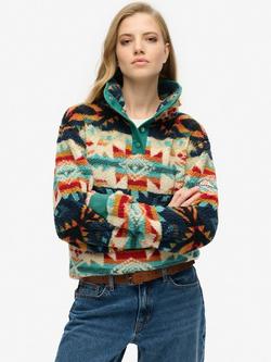 Superdry Super Soft Printed Henley Jumper, Nava Quilt Print, Nava Quilt Print