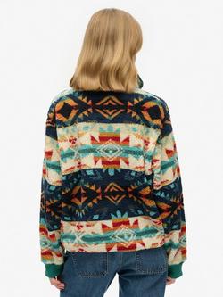 Superdry Super Soft Printed Henley Jumper, Nava Quilt Print - view 2, Nava Quilt Print