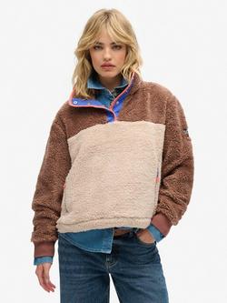 Superdry Super Soft Mash Up Henley Jumper, Nutmeg Spice Brown