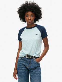 Superdry Essential Logo Retro T-Shirt, Skyblue/Richest Navy, Skyblue/Richest Navy