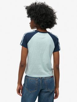 Superdry Essential Logo Retro T-Shirt, Skyblue/Richest Navy - view 2, Skyblue/Richest Navy