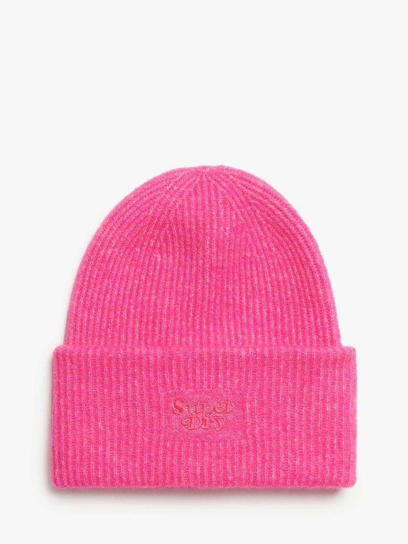 Superdry Soft Rib Beanie Hat Hyper Magenta Pink