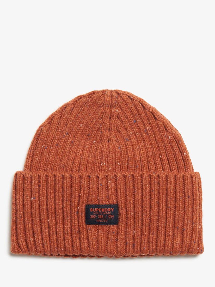 Superdry Workwear Nep Wool Blend Beanie Hat, Brick Orange