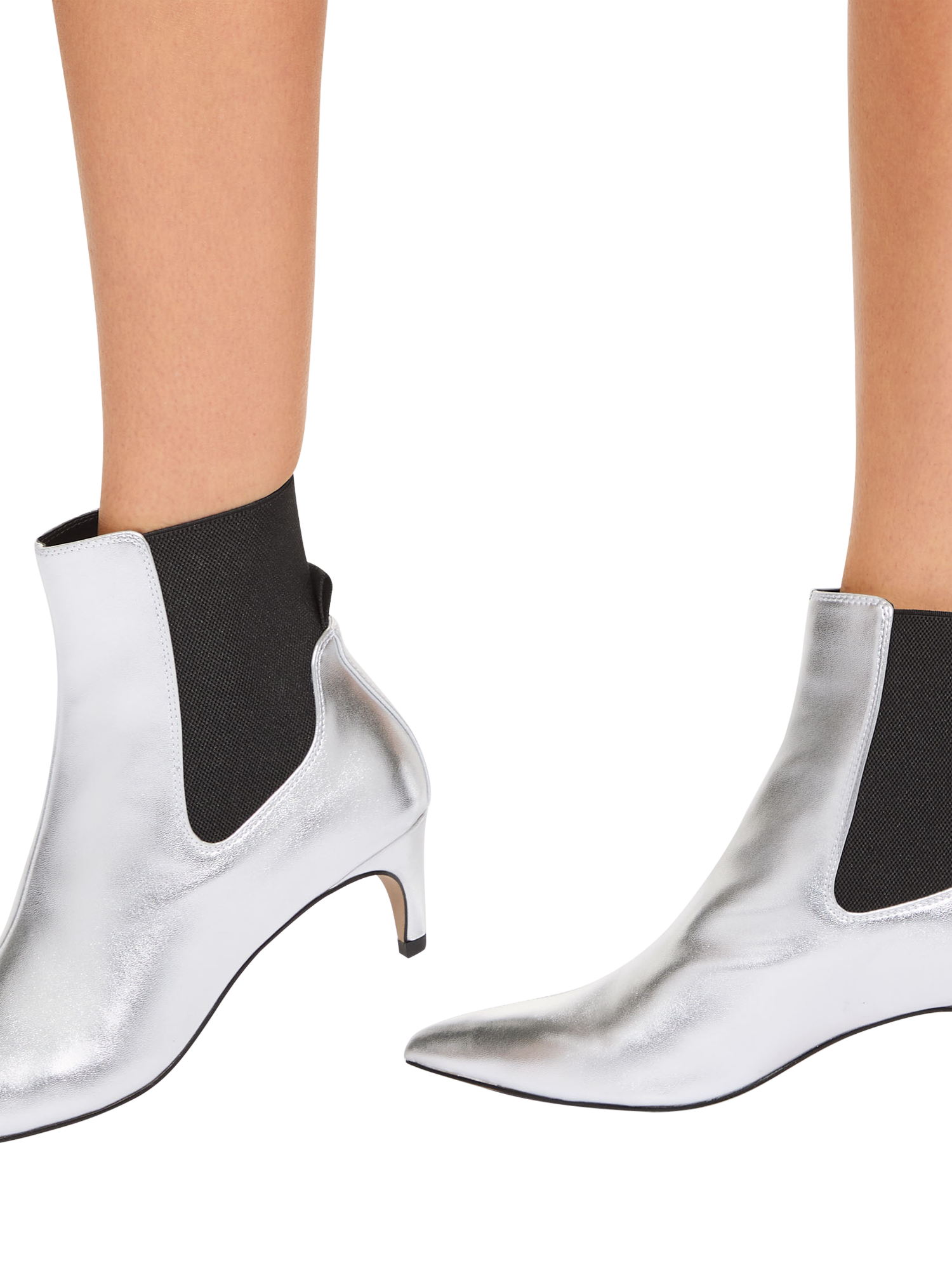 KG Kurt Geiger Trace Metallic Ankle Boots Silver