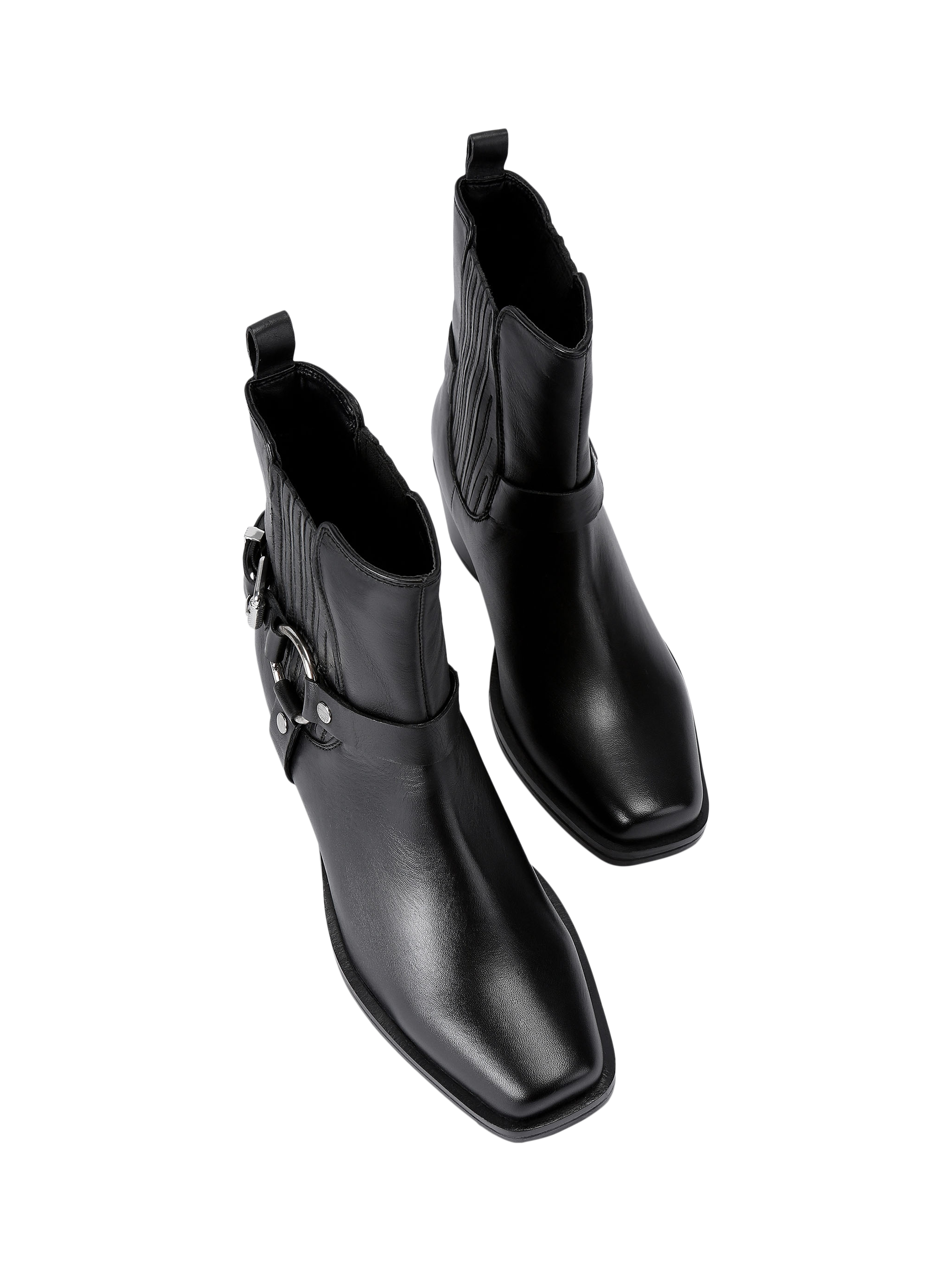 Kurt geiger black leather western heeled ankle boots hotsell