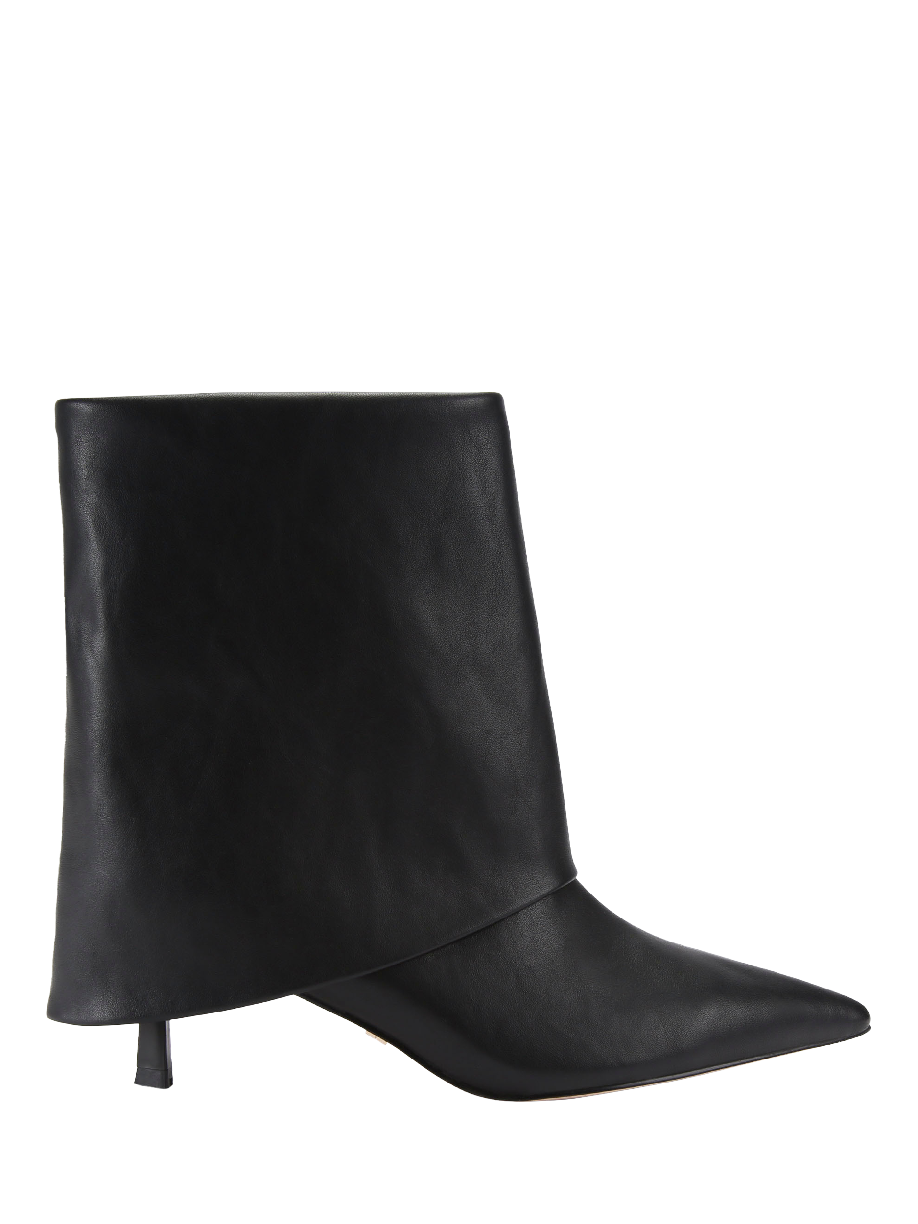 Product image 1 of 5, which shows KG Kurt Geiger Fierce Foldover Pointed Heeled Ankle Boots, Black, 3