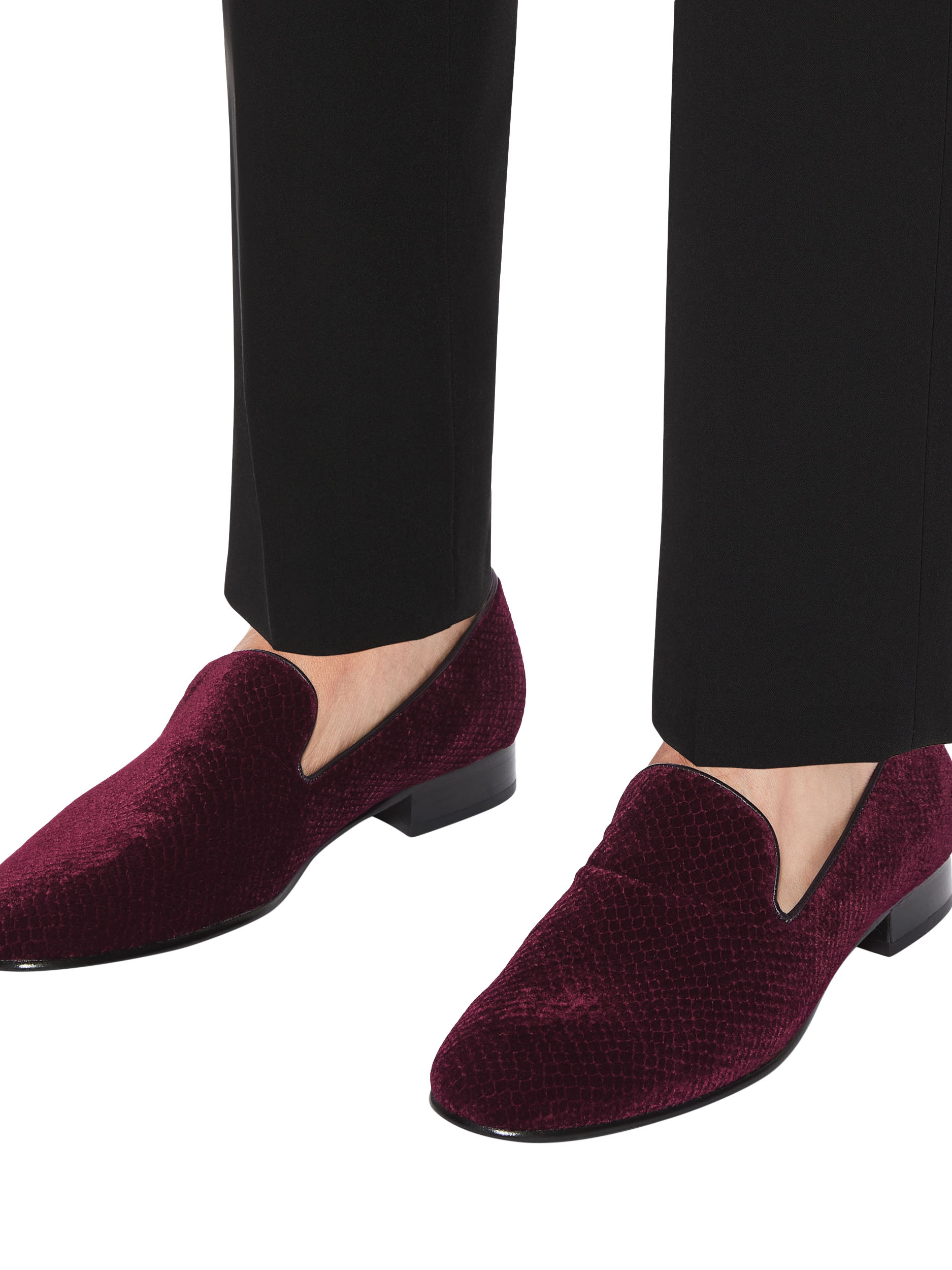 Product image 2 of 5, which shows Kurt Geiger London Ace Velvet Loafers, Wine, 6