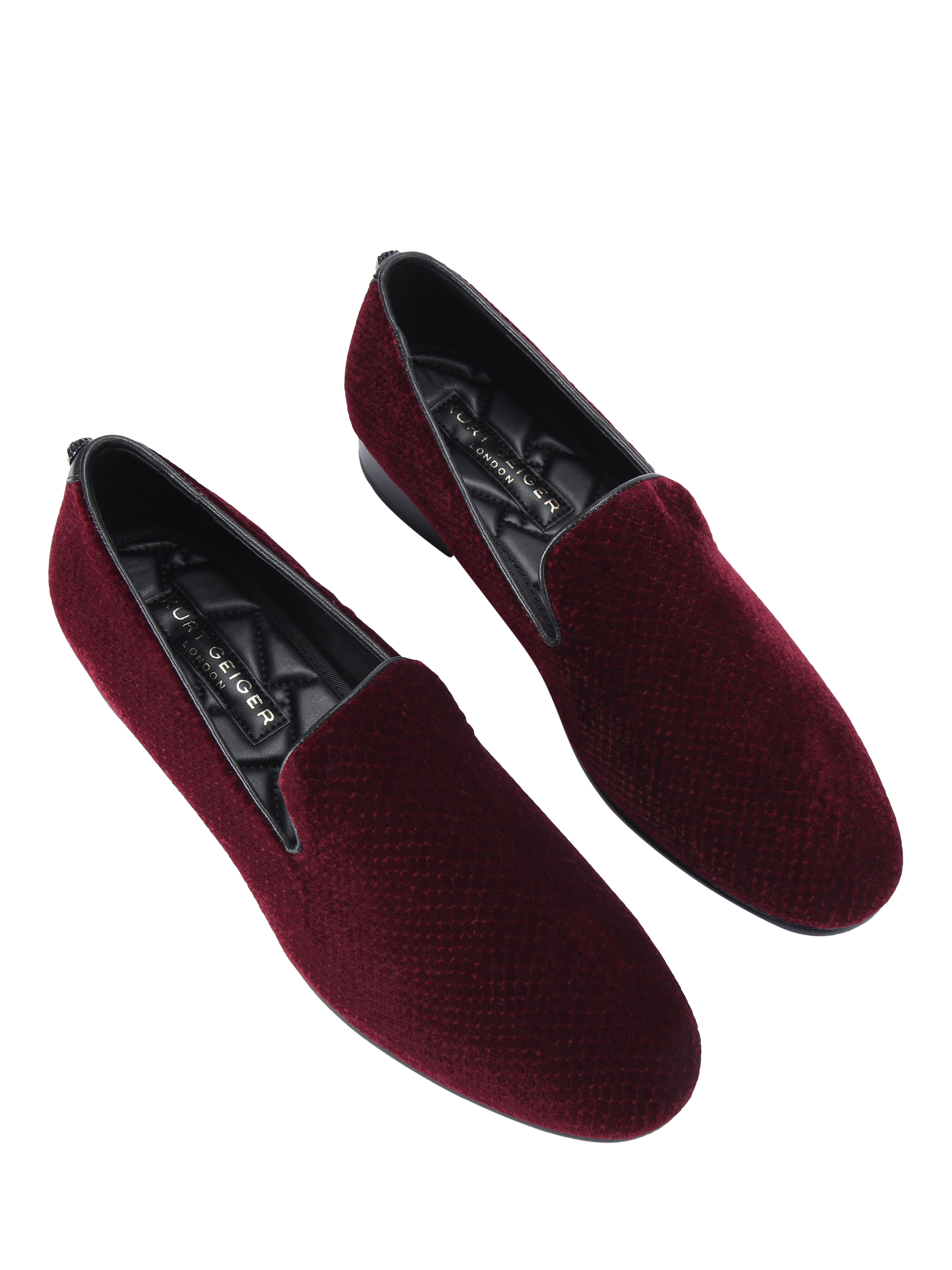Product image 3 of 5, which shows Kurt Geiger London Ace Velvet Loafers, Wine, 6