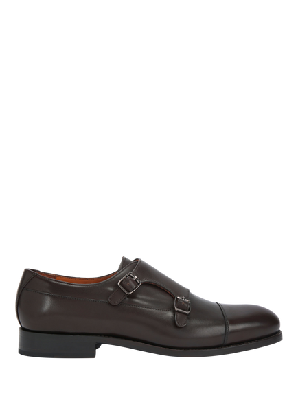 Kurt Geiger London Sloane Leather Monk Shoes, Dark Brown