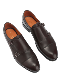 Kurt Geiger London Sloane Leather Monk Shoes - view 2, Dark Brown