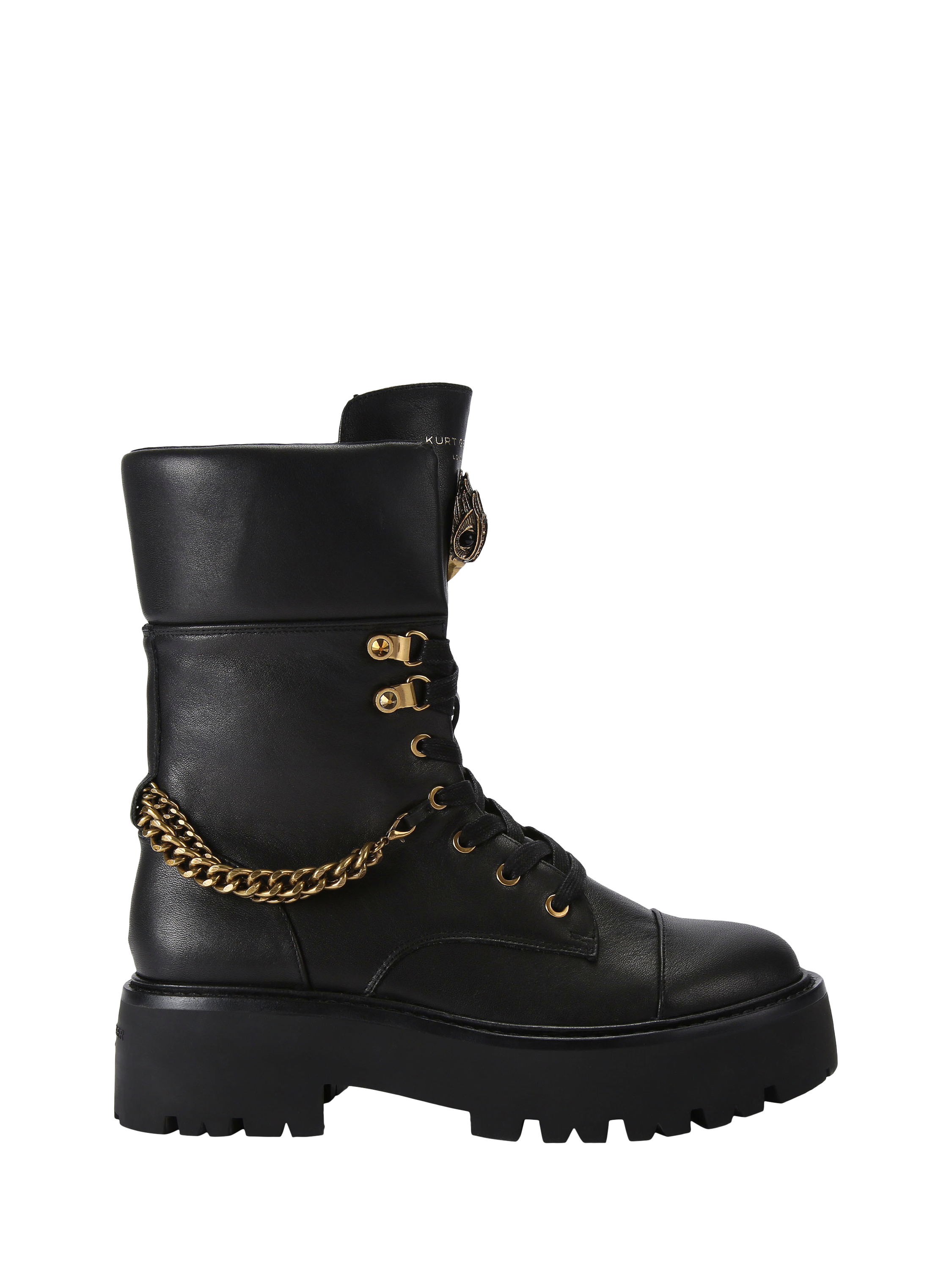 Kurt Geiger London Kensington Leather Lace-Up Combat Boots, Black