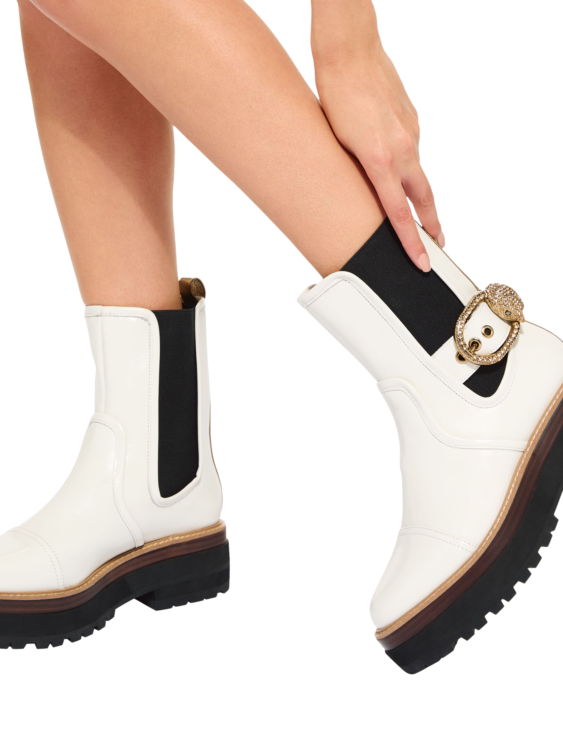 Kurt Geiger London Mayfair Leather Chunky Chelsea Boots, Putty