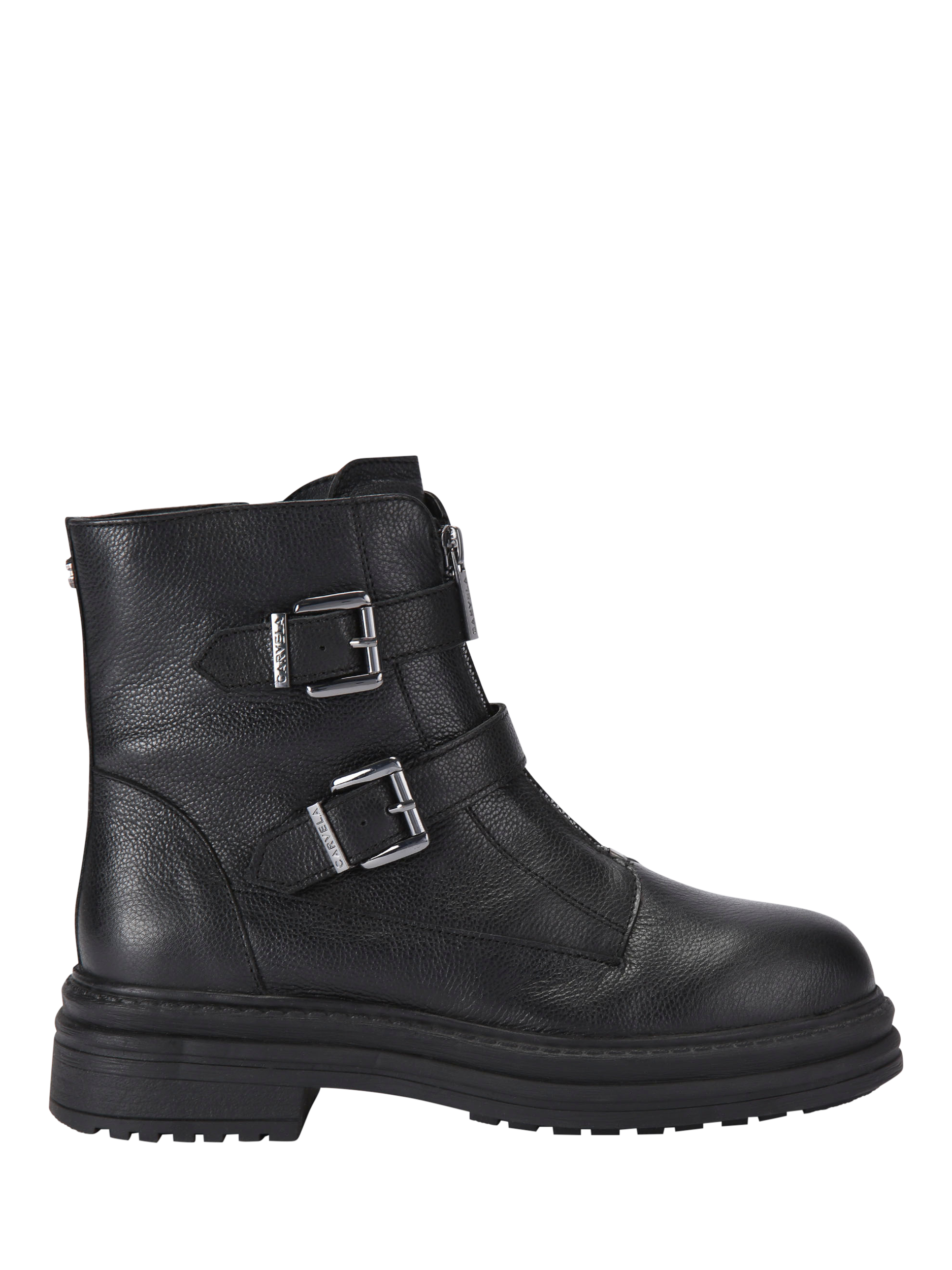 Carvela Capital Leather Ankle Biker Boots Black