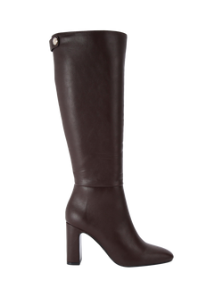 Carvela Jackpot Block Heeled Knee High Boots, Dark Brown, Dark Brown