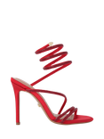 Carvela Spiral Diamante Embellished Strappy Sandals, Bright Red