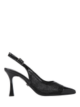 Carvela Midnight Embellished Mesh Pointed Slingback Courts, Black