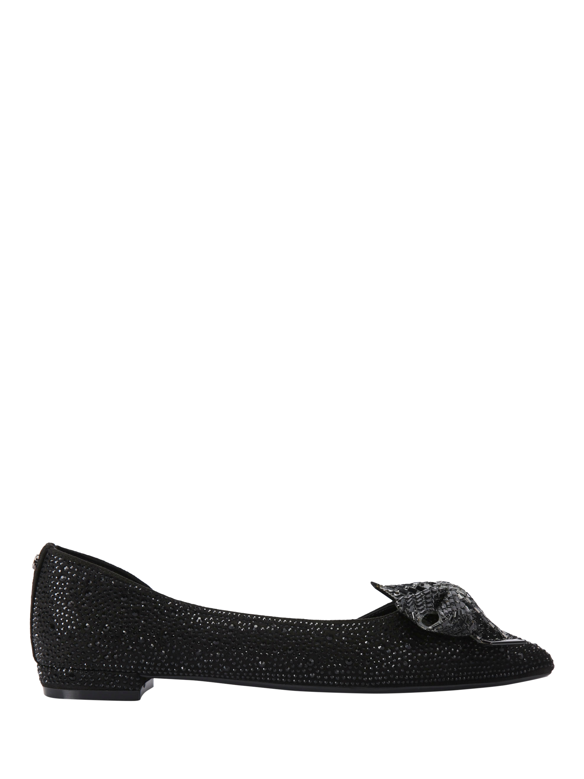 Carvela Regal Bow Embellished Pointed Ballet Pumps Black