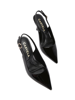 Carvela Spirit Slingback Pointed Heeled Courts, Black - view 2, Black