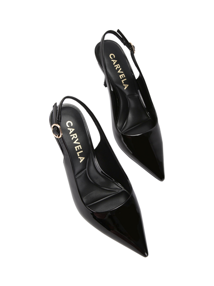 Carvela Spirit Slingback Pointed Heeled Courts, Black - view 2, Black
