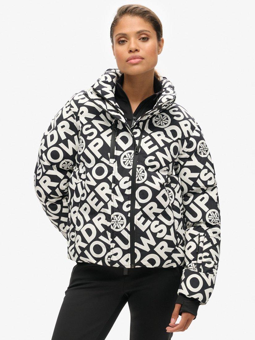 Superdry Ski Boxy Puffer Jacket, Monogram Black