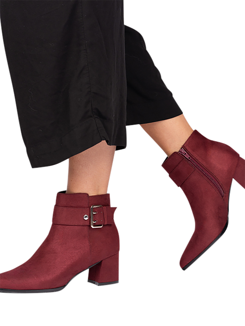 Paradox London Aspen Pointed Heeled Ankle Boots Burgundy